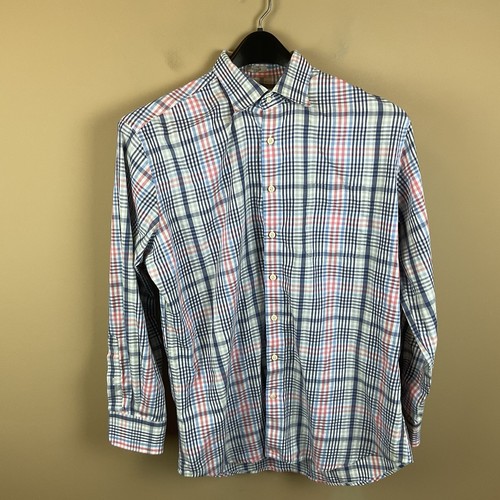 Peter Millar Button Down Shirt Mens L Multi Color Plaid L/S Cotton - Picture 8 of 11