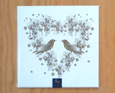 Love Birds Heart Wreath CHRISTMAS Greeting Card Gold Glitter Papyrus