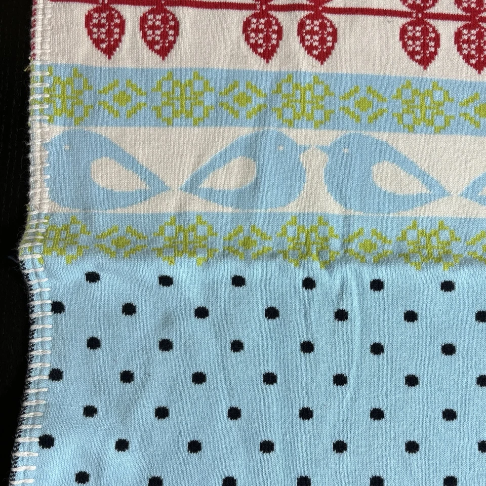 MAMAS & PAPAS Sweater Knit Cotton Baby Blanket Colorful Birds Dots Leaves - Image 4 of 4