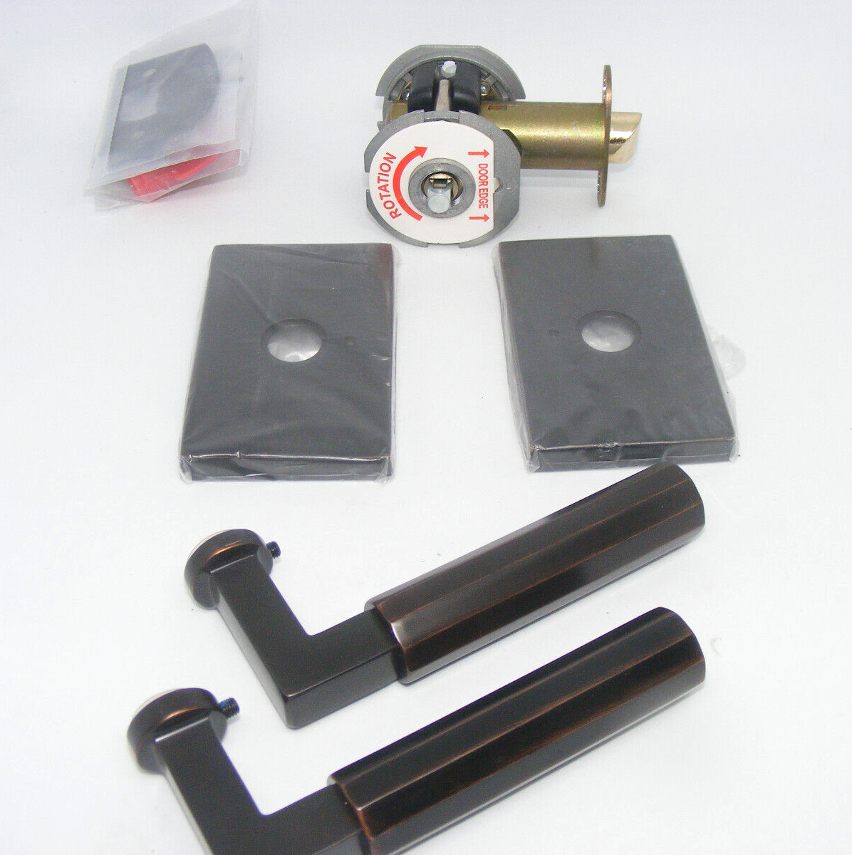 Emtek SELECT Brass Faceted Privacy Door Lever Set with CF-image