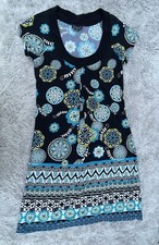 Scarlett Womens sz 8 Black Floral Short Sleeve Cap Sleeve Shift Dress