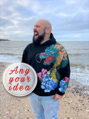 Custom hand painted hoodie from your idea. Personalized Painted. Hand Painted