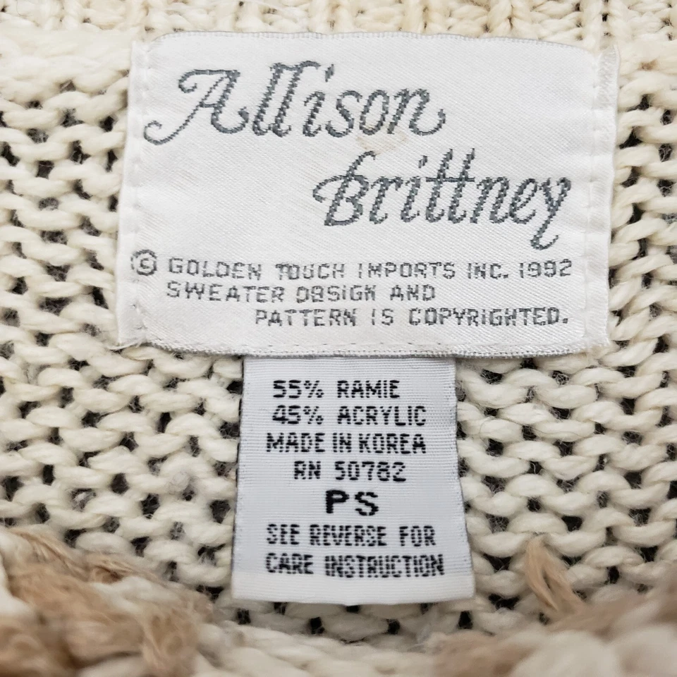 Allison Brittney свитер женщин маленький бежевый толстовка вязаный бабушка * - Изображение 4 из 4