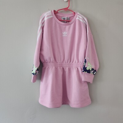Adidas dress pink floral sleeve girl size 2XS 5-6 new adidas original