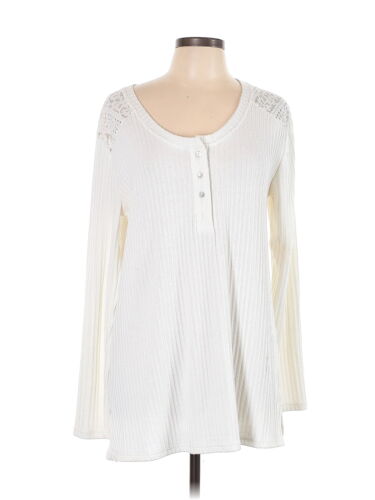 Suzanne Betro Women Ivory Long Sleeve Top L