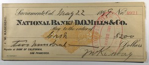 bank o é draft que & D. Co CA, Bank National O. Mills of  Sacramento,