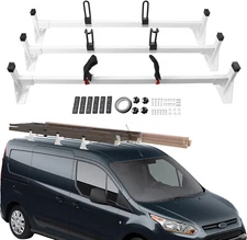 White 3 Bar Ladder Roof Van Rack For Ford Transit Connect 2014-2025 750lbs load