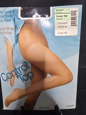 JCPenney Control Top Super Shaper Pantihose Queen Tall Navy NWT