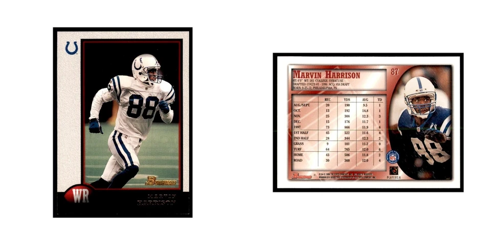 1998 Bowman Marvin Harrison Football Cards #87 - Image 3 of 3