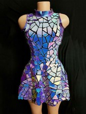 Mirror Dress Women's Evening Dress PU Dancer Singer Stage Costume Women's Dress