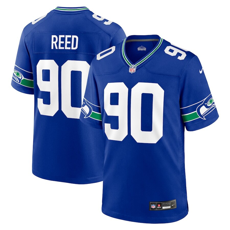 Seattle Seahawks Jarran Reed #90 Nike Royal Throwback Official NFL