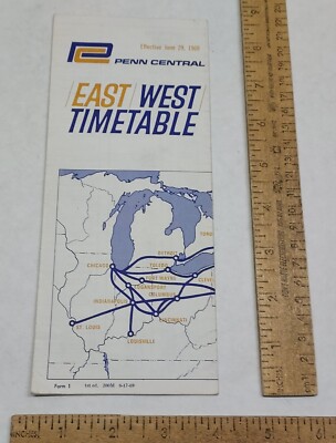 1969 - PENN CENTRAL - EAST / WEST - TIME TABLE - listing #4782