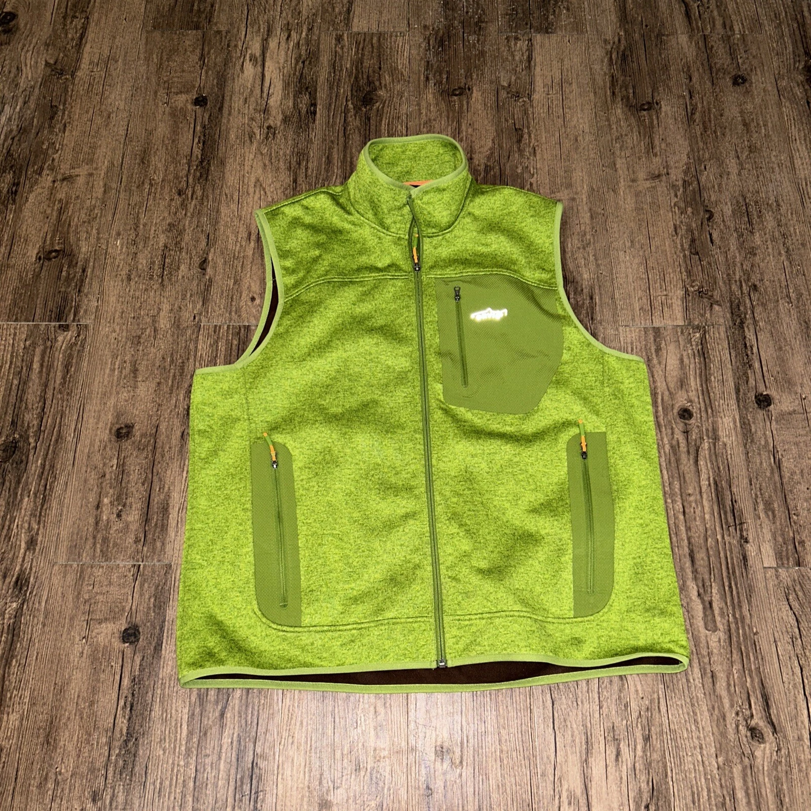 Orvis Fleece Vest Mens Large Green Sweater Full Zip Fishing Hike Outdoors
