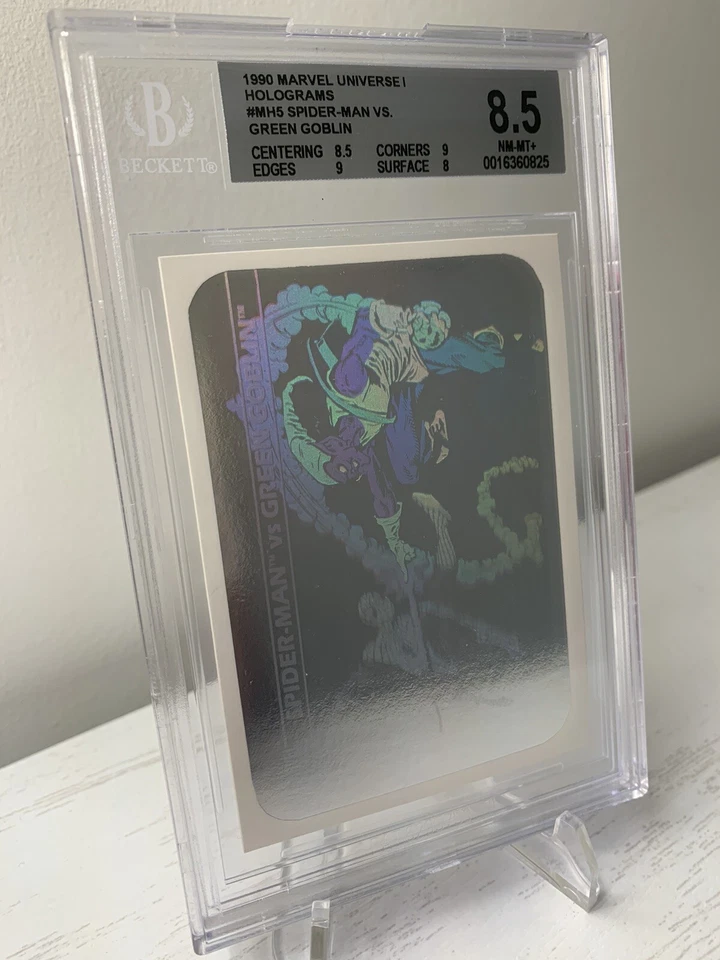 1990 Marvel Universe 1 Holograms #MH5 Spider-Man vs. Goblin BGS 8.5 ⬜️ Pop 12 - Image 2 of 3