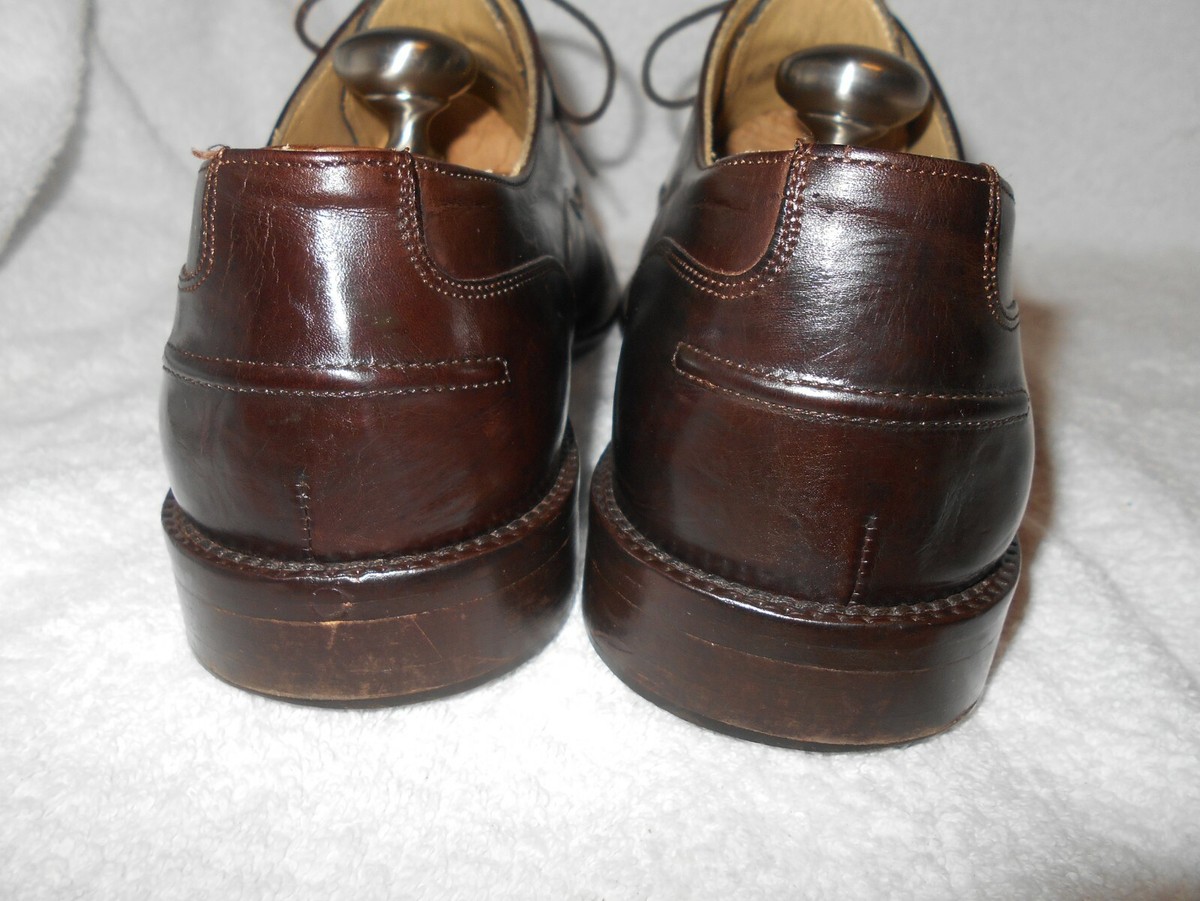 Johnston & Murphy Italy Leather Apron Toe Derby Oxford Shoes Mens 7 M Brown Excellent Johnston&Murphy Mens Brown Leather Apron Toe  main image 3