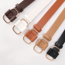 Women Solid Faux Leather Adjustable Skinny Waist Belt Jeans Dress Slim Waistband