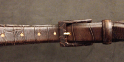 Harold Powell croc print brown leather belt size S Harold Powell Belt Italian Leather Dk Brown Croc Silver  main image 4