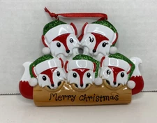 Fox Family of 5 Christmas Ornament Ready to Personalize