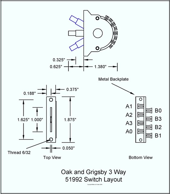 Switch 3 Way Oak Grigsby No Knob Pack Of 5 ELECTROSWITCH 51992 081345