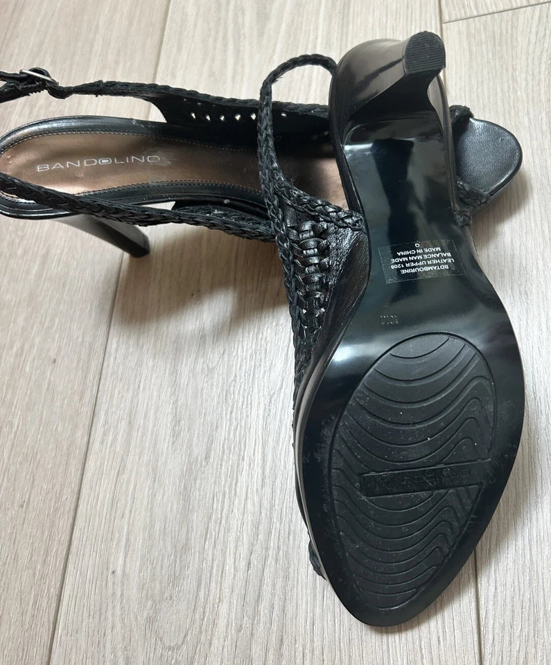 ¡NUEVO! Bandolino Slingback/NEGRO Tejido Plataforma Peep Toe Tacones - Talla 10M Foto 3 de 4