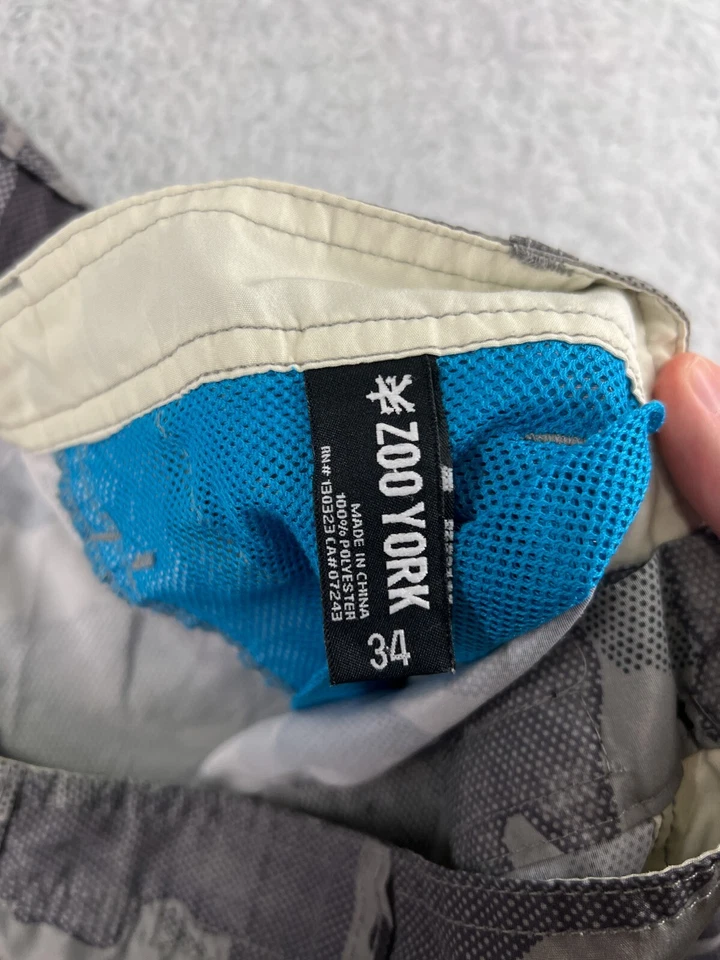 Zoo York 短裤男式 34 灰色城市迷彩斜纹布 100% 聚酯纤维滑板冲浪 — 第 3/4 张图片