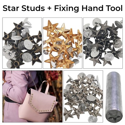 11/19 mm Messing Stern Nieten mit Befestigung Handwerkzeug Leder Handwerk Jacken Hüte Schuhe