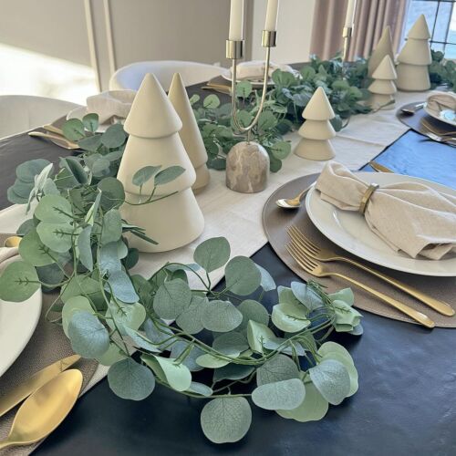 12× Artificial Eucalyptus Leaves Garland Table Greenery Wreath Vine forWedding - Picture 13 of 14