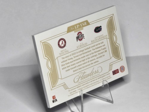 2023 Panini Flawless Collegiate Rookie Triple Patch Stroud Young Richardson /20 - Picture 6 of 7