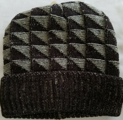 FLEECE LINED Unisex KNIT CUFF Beanie Hat Brown & Tan Super comfortable! New