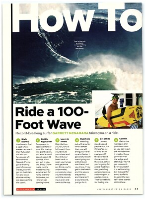 Surfer Garrett McNamara How To Ride 100 Foot Wave magazine CLIPPING