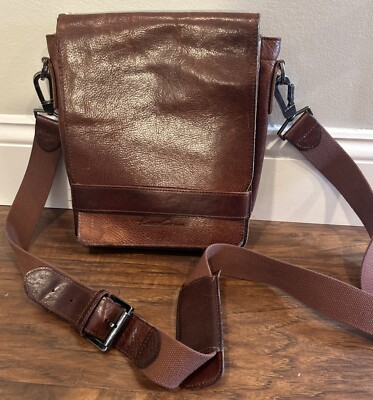 Vintage Y2K Kenneth Cole New York Brown Leather Satchel Crossbody Messenger  Bag