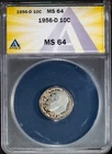 1956-D 10c Silver Roosevelt Dime MS-64 ANACS # 7622389 + Bonus