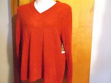 BRAND NEW "WHITE STAG" LADY'S CLASSIC RED V' NECK METELLIC SWEATER