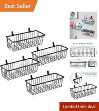Durable Black Metal Wall Baskets - 4 Pack for Stylish Home Organization