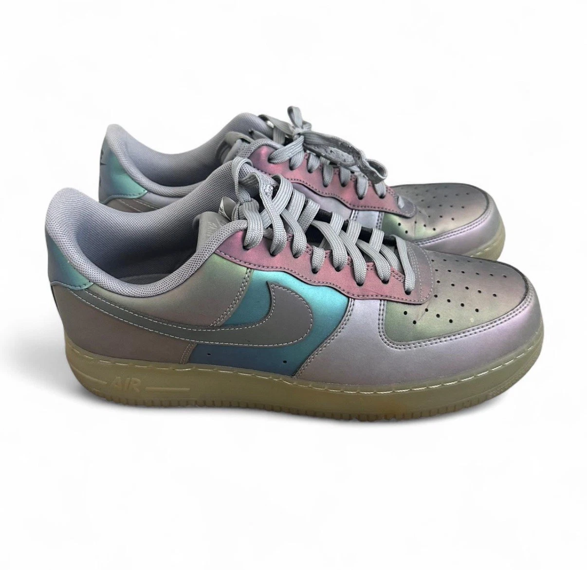 Nike Air Force 1 Low Men 11 Pre-Owned Sneakers Iridescent Multi-Color 718152-019