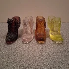 Vintage Fenton Glass Daisy & Button Cat Head Slipper Shoe Lot of 4