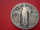 1927 P Standing Liberty Quarter album filler, actual coin in photo