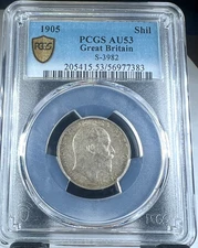 1905 England, UK, Great Britain, Shilling, Edward VII, KEY DATE, PCGS AU 53
