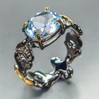 Vintage ring Natural Blue Topaz Ring 925 Sterling Silver Size 7 /R468774
