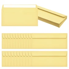 24 Pack Light Yellow #10 Business Envelopes, Letter Size Envelopes