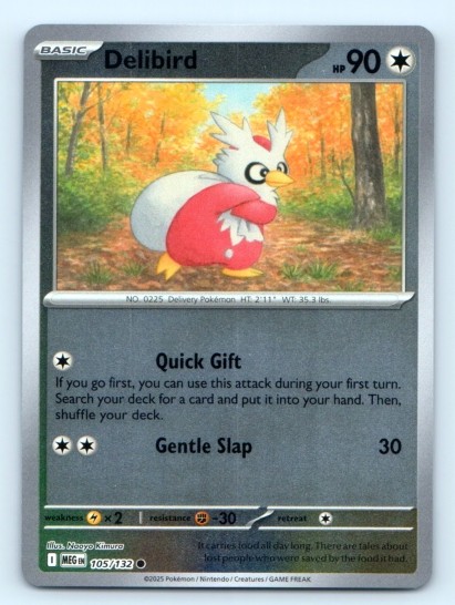 Pokemon TCG ~ Delibird 105/132 ~ Common Reverse Holo English Near Mint