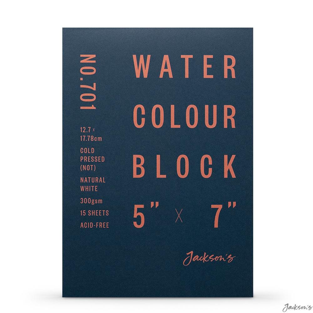Jackson's Watercolour Paper Block Wood Pulp 5x7in 300gsm Cold Pressed Painting