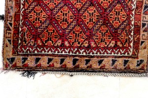 4X3 1940's AUTHENTIC ANTIQUE HAND KNOTTED VEGETABLE DYE MALAYERR SADDLEBAG RUG