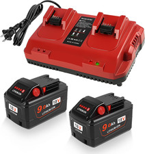 2-Pack 18V 9.0Ah Replacement for Milwaukee M-18 Battery and 1 Charger