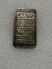 VINTAGE Johnson Matthey 1 Troy oz  .999 Fine Silver Bar Serial # 485277
