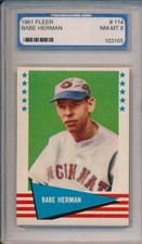 1961 FLEER #114 BABE HERMAN - PGS  8 NM-MT  (SVSC) - HIGH #