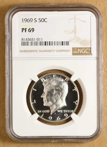 1969 S Proof Kennedy Silver Half Dollar NGC PF69