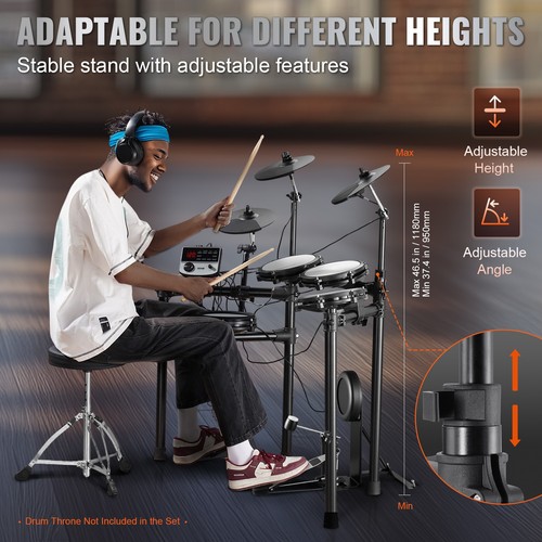 VEVOR E-Drum-Set Elektronisches Schlagzeug 480 Sounds 32 Kits E Drums USB-MIDI - Bild 6 von 12