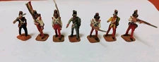 Vtg Stadden 30mm Metal Mexican Infantry (c.1846–48) 7 Pc inc Flag Bearer Painted