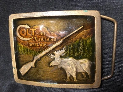 BOUCLE DE CEINTURE VINTAGE U S A COLT AN AMERICAN HERITAGE - Photo 1/4